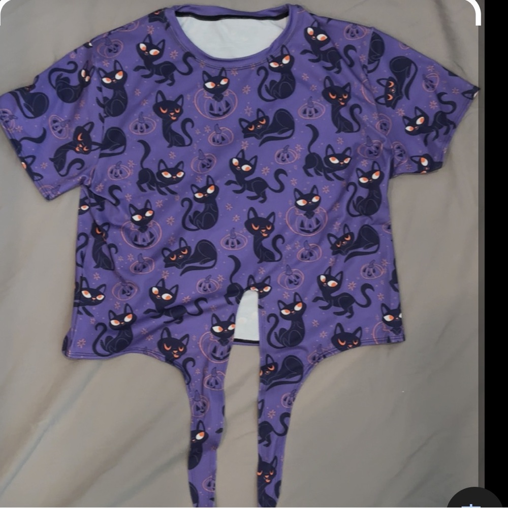 Blackmilk “Black Cats Rule” Tie Front Tee Caley Hicks art.